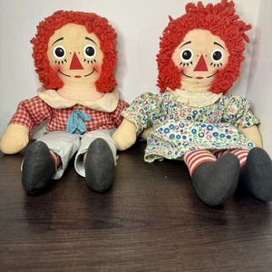 Vintage Raggedy Ann & Andy Dolls Rare Double Heart Knickerbocker Orig Clothes - Picture 1 of 19