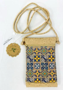 Portugiesisch Lüttich Zubehör bedruckt Kork Mini Crossbody Handy Handtasche/Handtasche Neu mit Etikett - Bild 1 von 4