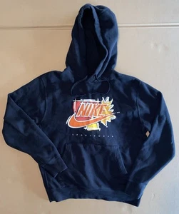 Nike Sportswear Hoodie Black Orange Logo Pullover Hooded Sweatshirt Men’s Size M - Picture 1 of 6