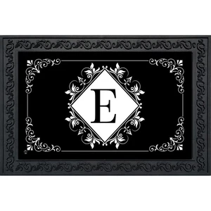 Felpudo Briarwood Lane blanco y negro con monograma E - Imagen 1 de 3