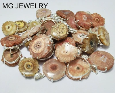 Lote de 150 pçs pingente de sobreposição de prata 0,925 pedra preciosa solar quartzo cor marrom - Imagem 1 de 4