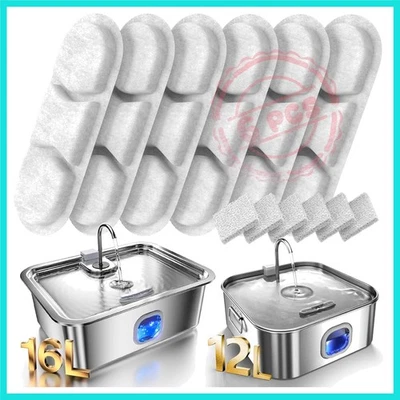 Fuente de agua para perros de acero inoxidable, 410 oz/3,2 gal/12 L fuente de agua grande para mascotas... Foto 1 de 4