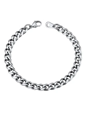 Brazalete de cadena cubana de 6 mm de ancho para hombre de acero inoxidable para mujer elegante... Foto 1 de 4