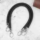 2 Pieces PU Leather Black Braided Rope Handbag Shoulder Strap DIY Accessories