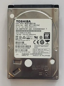 MQ01ABD100, HDKEB98H6A01 T, ACC/AX1R4C, 08 SEP 2016, Toshiba 1Tb 2.5" SATA HDD - Imagen 1 de 2