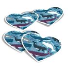 4x Heart Stickers - Whales Ocean Sea Nature Whale #8167