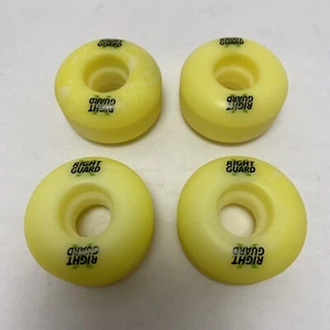 Set Of Four Likely Vintage Skateboard Wheels - Right Guard Branding No Bearings - Picture 1 of 24
