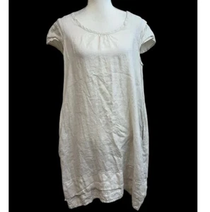 Malvin Hamburg Germany I love Linen Women’s Shift Midi Dress Size Large Beige - Picture 1 of 11