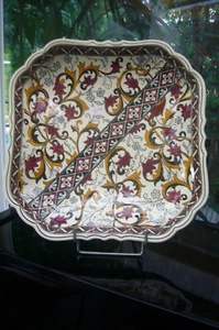 RARE EARLY FAIENCE MAJOLICA GIEN FRANCE SQUARE DEEP DISH OR SEVING BOWL 1960-970 - Picture 1 of 12