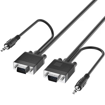 Fosmon 25FT High Resolution Plug Play VGA 3.5mm Aux Audio Male Adapter Cable - Image 1 of 4