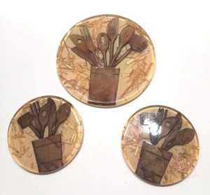 Colorflo Trivets Kitchen Hot Plates Lucite Acrylic Resin Cottage Boho Vintage - Picture 1 of 9