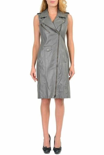 MAISON MARGIELA Abito da donna Maison Martin Margiela 100% pelle di vitello grigio cerniera intera US XS IT 38