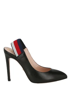 Gucci Womens Sylvie Leather Web Slingback Pumps - Picture 1 of 4