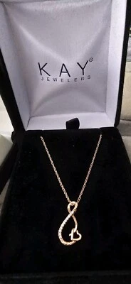 $400 Kay ювелиров 10k розовое золото бриллиант Infinity сердце подвеска ожерелье zales - Изображение 1 из 4