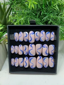 Handmade Blue Swirl Set-Nails Press On Ready to ship - Picture 1 of 1