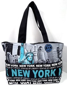 Robin Ruth New York Statue Of Liberty Canvas Shopper Travel Tote Bag Purse Zip - Picture 1 of 11