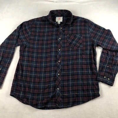 Camisa de franela Cloudveil para hombre 2XL azul rojo a cuadros manga larga con botones Foto 1 de 4