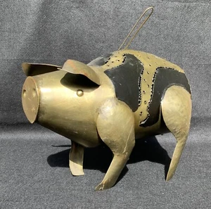 Black/Bronze Pig Sculpture | Metal Art | 17" x 11" | Can hold a candle inside - Picture 1 of 10