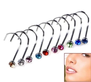 10-er SET Piercing Nase Nasenstecker Multicolor Nasenpiercing Spirale Stecker - Bild 1 von 2