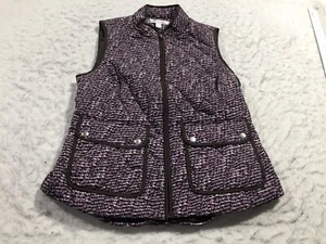 Croft & Barrow Vest Womens S Purple Pink Black White Full Zip No Sleeves - Picture 1 of 11