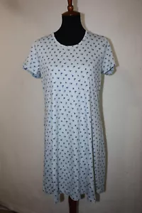 NWOT Lands' End Sz M 10-12 Light Blue Floral Cotton Knit T-Shirt Dress - Picture 1 of 6
