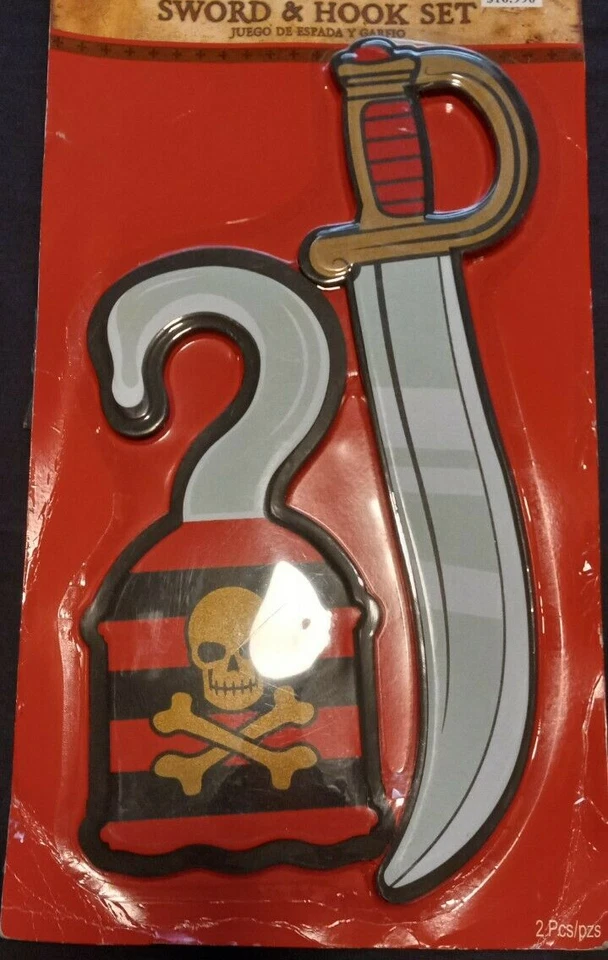 Extra Large Pirate Sword & Hook Set roleplay age 8+ by AMSCAN, Pirate Accessory - Image 1 of 4