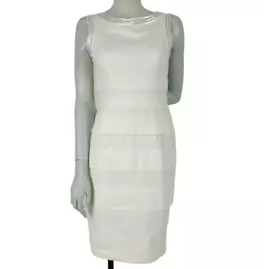 Liz Jordan Dress Ivory Size 8 Cream Pencil Fitted Sleeveless Business Cocktail - Picture 1 of 11