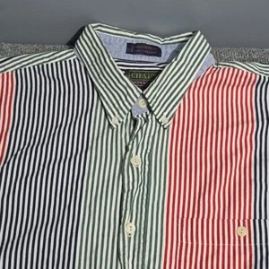 Vintage Chaps Ralph Lauren Shirt Mens 17.5 Striped Colorblock Button Down Cotton - Picture 1 of 10