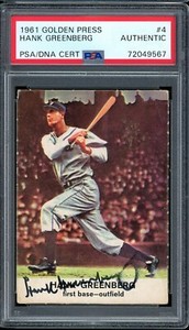 1961 Golden Press Baseball #4 Hank Greenberg Signed Autograph PSA DNA