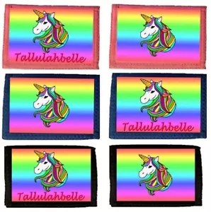 BN Personalised Childrens Kids YOUR NAME Unicorn Rainbow Magic Wallet Purse Gift - Picture 1 of 10