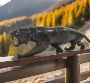 Tiger Statue Horn und/oder Holz Antik Katze Kunst Löwe Skulptur Nummeriert - Bild 1 von 9