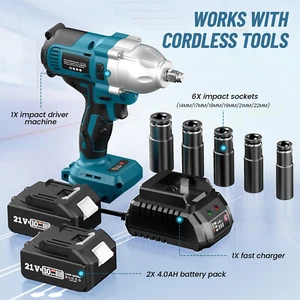 1/2in 900N.m Impact Gun Electric Impact Driver Home Truck Cordless Impact Wrench - Picture 1 of 19