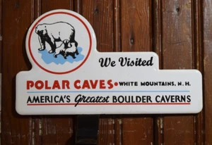Letrero de porcelana de la década de 1950 POLAR CAVES BOULDER CAVERN OSO ICEBURG - Imagen 1 de 16