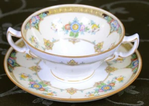 (2) MINTONS Englisch - ELOISE Royal Crown Globus Lorbeer SAHNE SUPPENSCHÜSSEL & UNTERTASSE - Bild 1 von 4