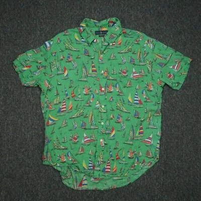 Camisa Ralph Lauren Hombre Grande Verde Lino Calce Clásico Velero Vela Foto 1 de 4