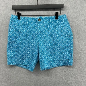 Old Navy Shorts Womens Size 6 Low Rise Flat Front Geometric Blue Chino - Picture 1 of 10