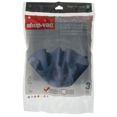 Shop-vac 90107 Reuseable Dry Type S Filter Set (3 Filters and 1 Mounting Ring) - Image 1 of 4