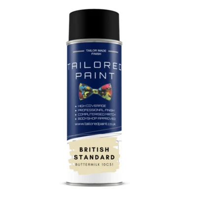 TAILORED PAINT BRITISH STANDARD BUTTERMILK 10 C31 GLOSS Aerosol Spray Paint Wood Metal Upvc