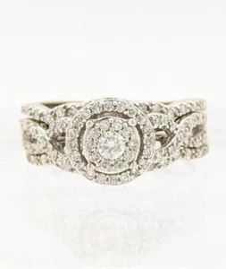 10k Lady's Wedding Set 88 Diamond .92 Carat T.W. 10K White Gold 4g Size:6 - Picture 1 of 10