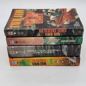 Vtg David Brin PB Book Lot Uplift Practice Effect River of Time SciFi Fantasy - Picture 1 of 10