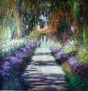 Pintura al óleo Claude Monet Giverny 28x28 NO es un póster impreso. Marco de caja disponible - Imagen 1 de 1