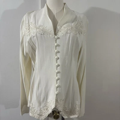 Blusa De Colección Dani Michaels Victoriana Marfil Con Botones Talla 12 Coqueta Hada Novia Foto 1 de 4