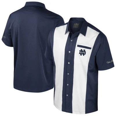 Men's Colosseum Navy Notre Dame Fighting Irish Strike Bowling Button-Up Shirt - Image 1 of 3