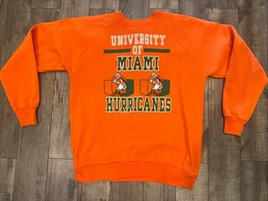 Vintage 1980s Ebert Sportswear Miami Hurricanes Orange Sweatshirt XL USA - Picture 1 of 4