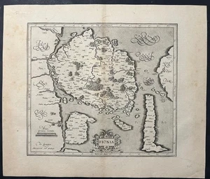 FUNEN DENMARK 1633 HENRICUS HONDIUS UNUSUAL ANTIQUE COPPER ENGRAVED MAP - Picture 1 of 1