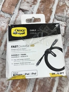 OtterBox (6.6-Ft) 2M Fast Charge USB-C to USB-C Tough Cable iPad iPhone - Black - Picture 1 of 3