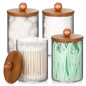 4 Pack Qtip Holder Dispenser, Plastic Bathroom Organizer and Storage Containe... - Picture 1 of 7