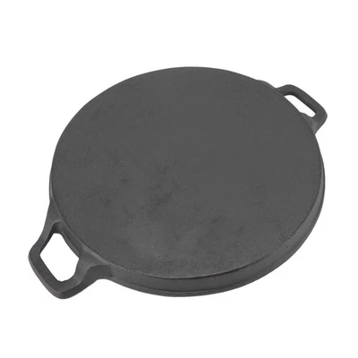 12.2in Cast Iron Griddle Reversible Dual Handle Ribbed Round Cast Iron Fryi TU - Image 1 of 4
