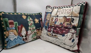 Juego de 2 almohadas vintage de tapiz navideño decoración navideña - Imagen 1 de 9
