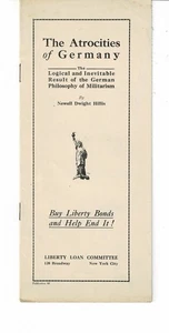 THE ATROCITIES OF GERMANY c.1917 LIBERTY BOND Pamphlet by NEWELL DWIGHT HILLIS - Imagen 1 de 1